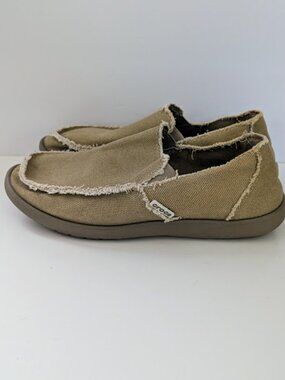 Crocs Mens Santa Cruz Slip On Canvas Loafers Khaki Size 8